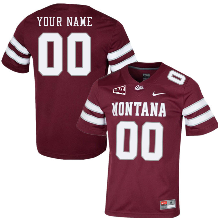 Custom Montana Grizzlies Name And Number Football Jerseys Stitched Sale-Maroon